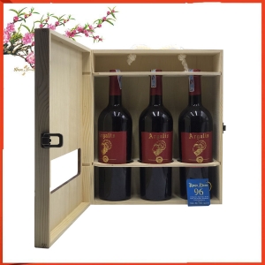 Hộp gỗ 3 chai rượu vang Ý Argalis Cuvee Rouge